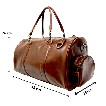 MOSVARTI Maletas Maleta Piel Genuina con Gps mod. New York Jr. Duffle (Pull up Roble )