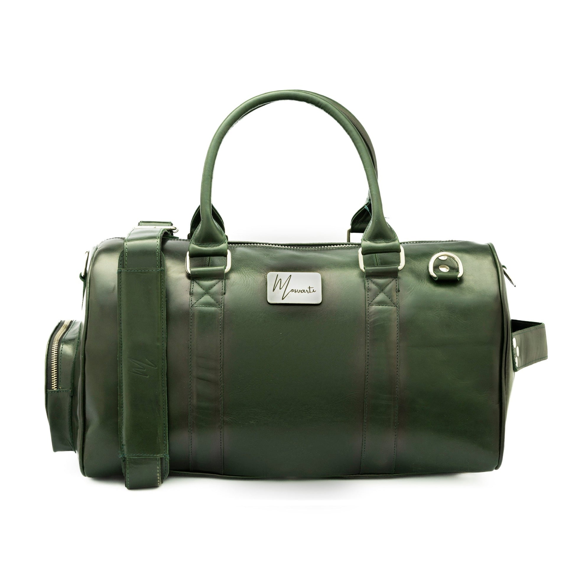 MOSVARTI Maletas Maleta Piel Genuina con Gps mod. New York Jr. Duffle (Pull Verde)