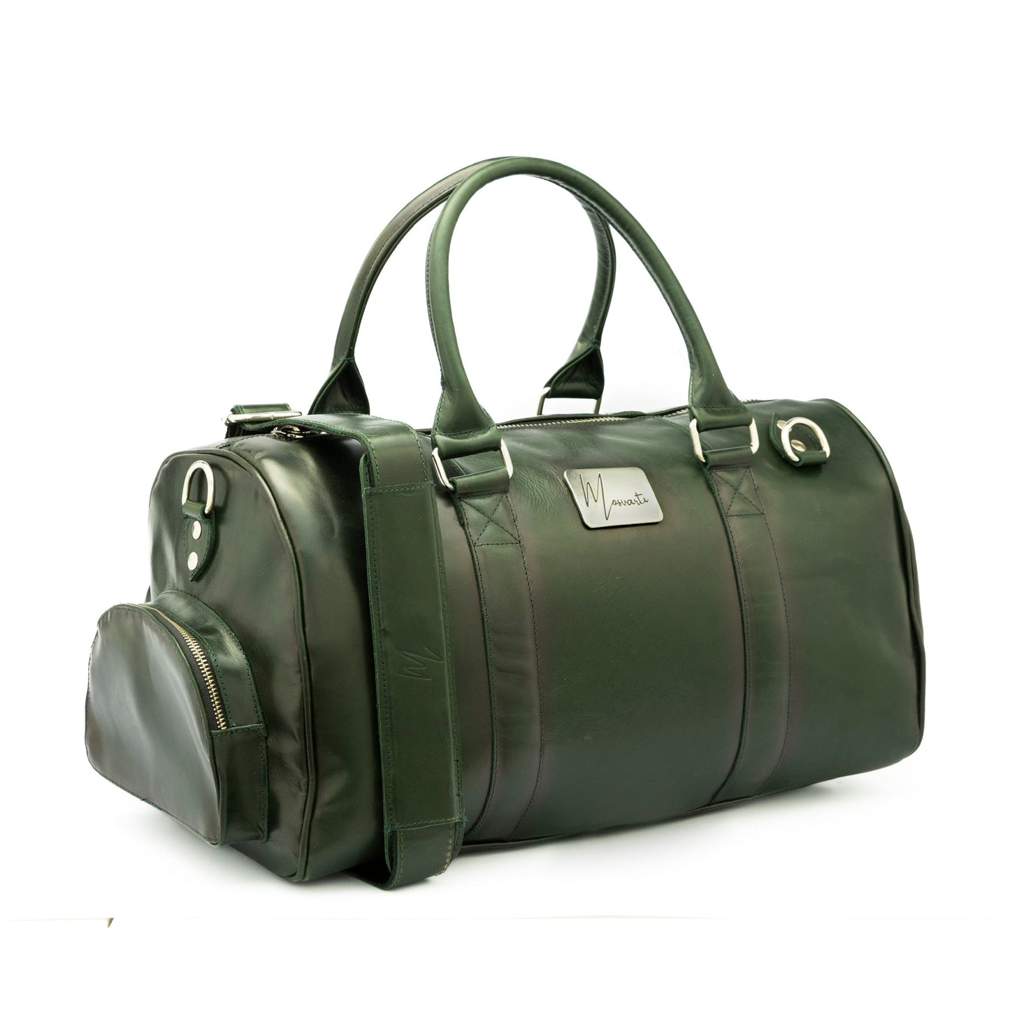 MOSVARTI Maletas Maleta Piel Genuina con Gps mod. New York Jr. Duffle (Pull Verde)