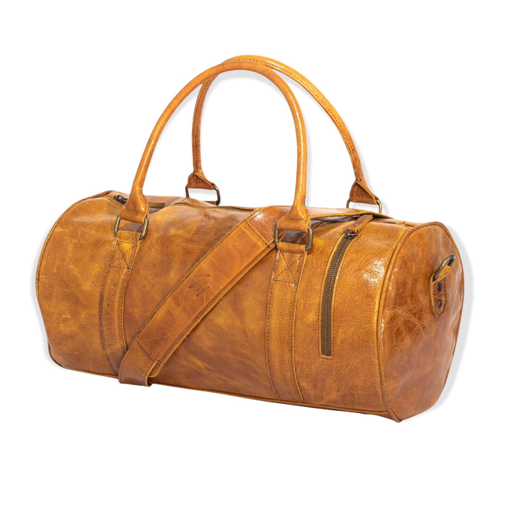 MOSVARTI Maletas Maleta Piel Genuina Mod. Duffle London Gym (Krak Crazy Amarillo)