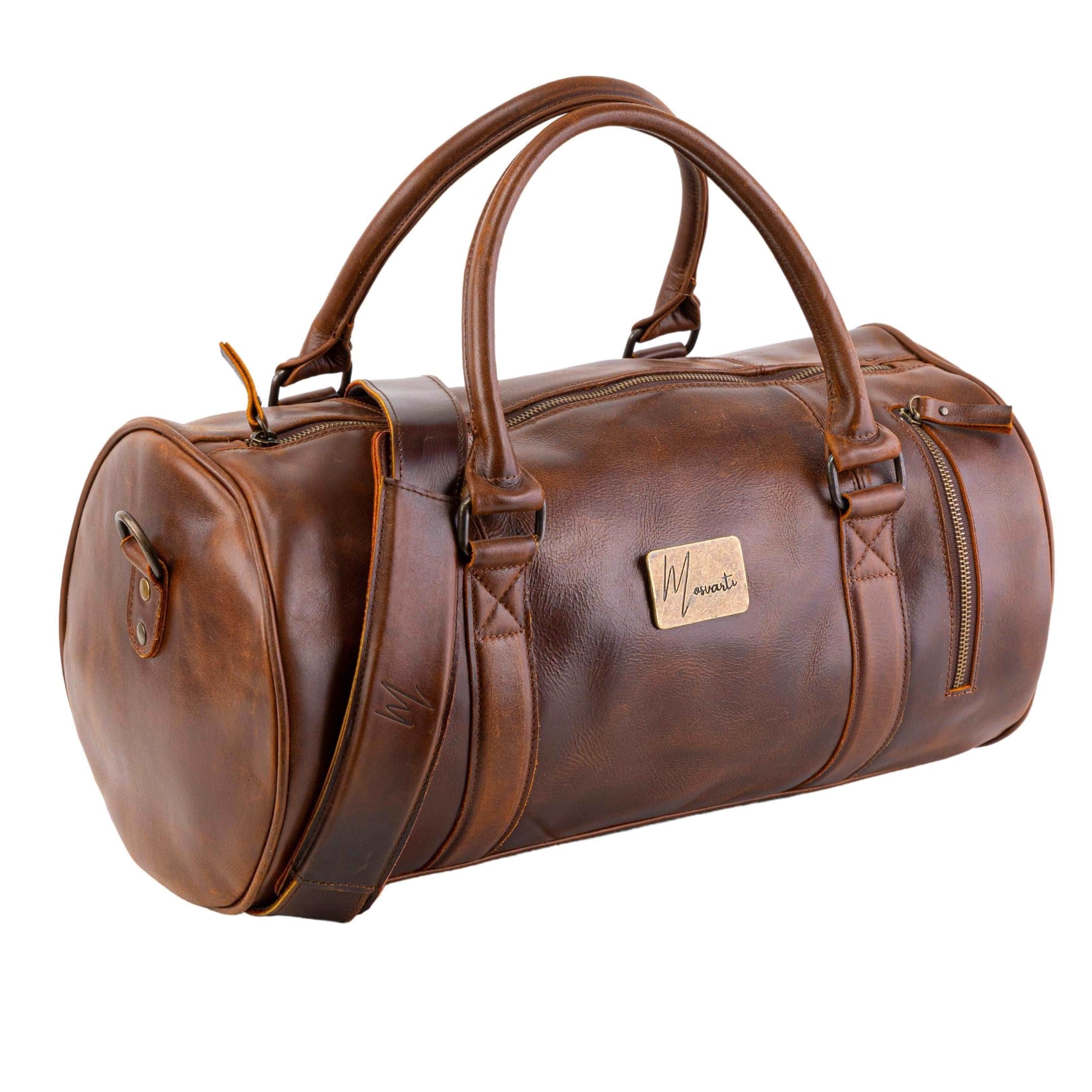 MOSVARTI Maletas Maleta Piel Genuina Mod. Duffle London Gym (Pull up Roble )