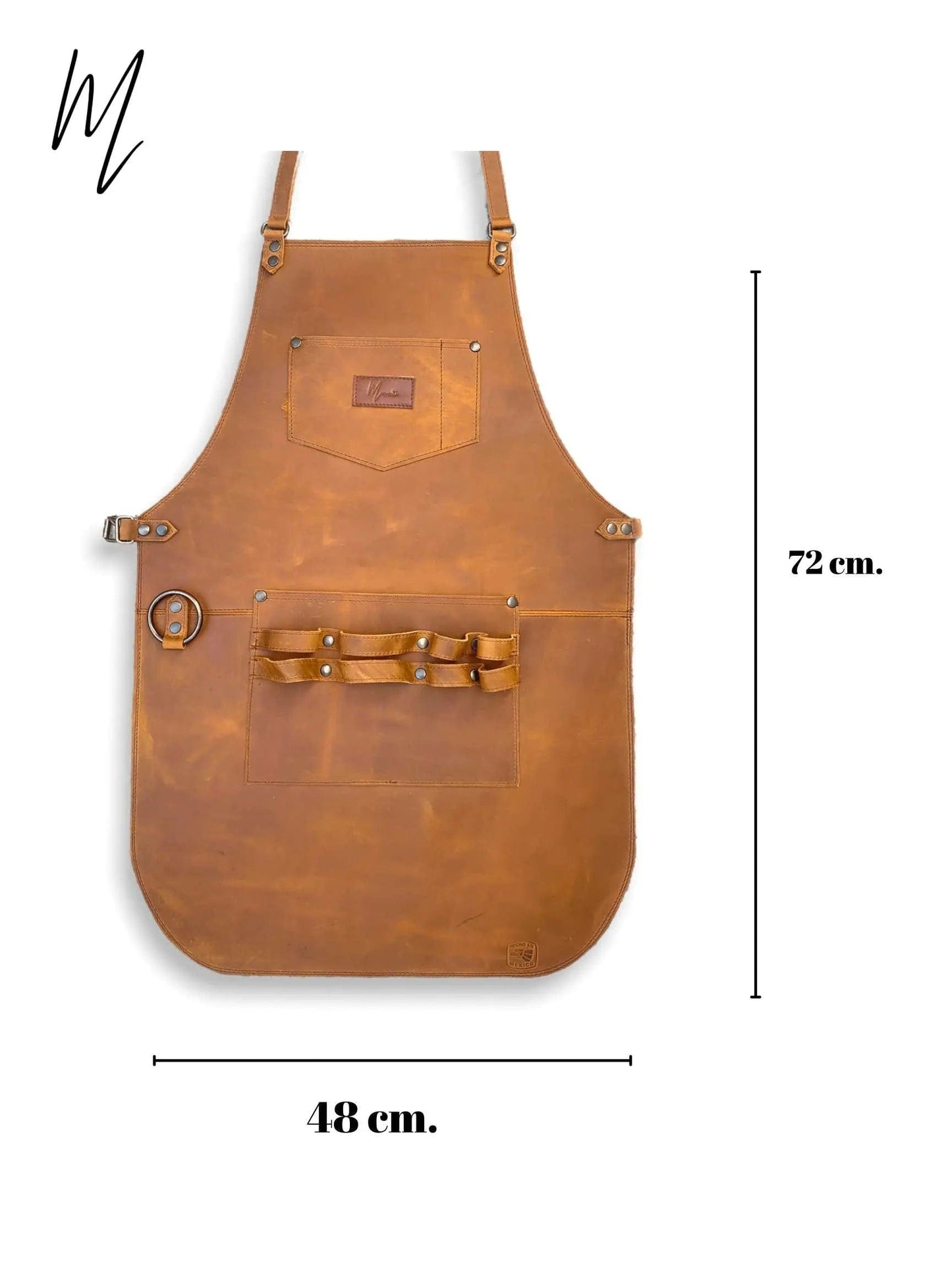 MOSVARTI Mandil Piel 100% Genuina Mandil Parrillero Cuero Genuino (Crazy Miel)
