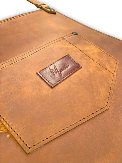 MOSVARTI Mandil Piel 100% Genuina Mandil Parrillero Cuero Genuino (Crazy Miel)