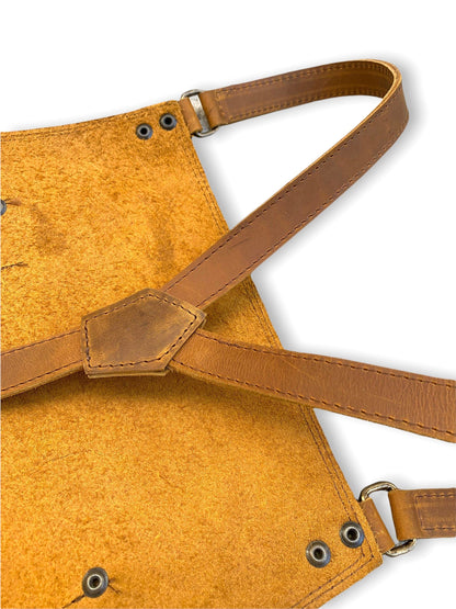 MOSVARTI Mandil Piel 100% Genuina Mandil Parrillero Cuero Genuino (Crazy Miel)