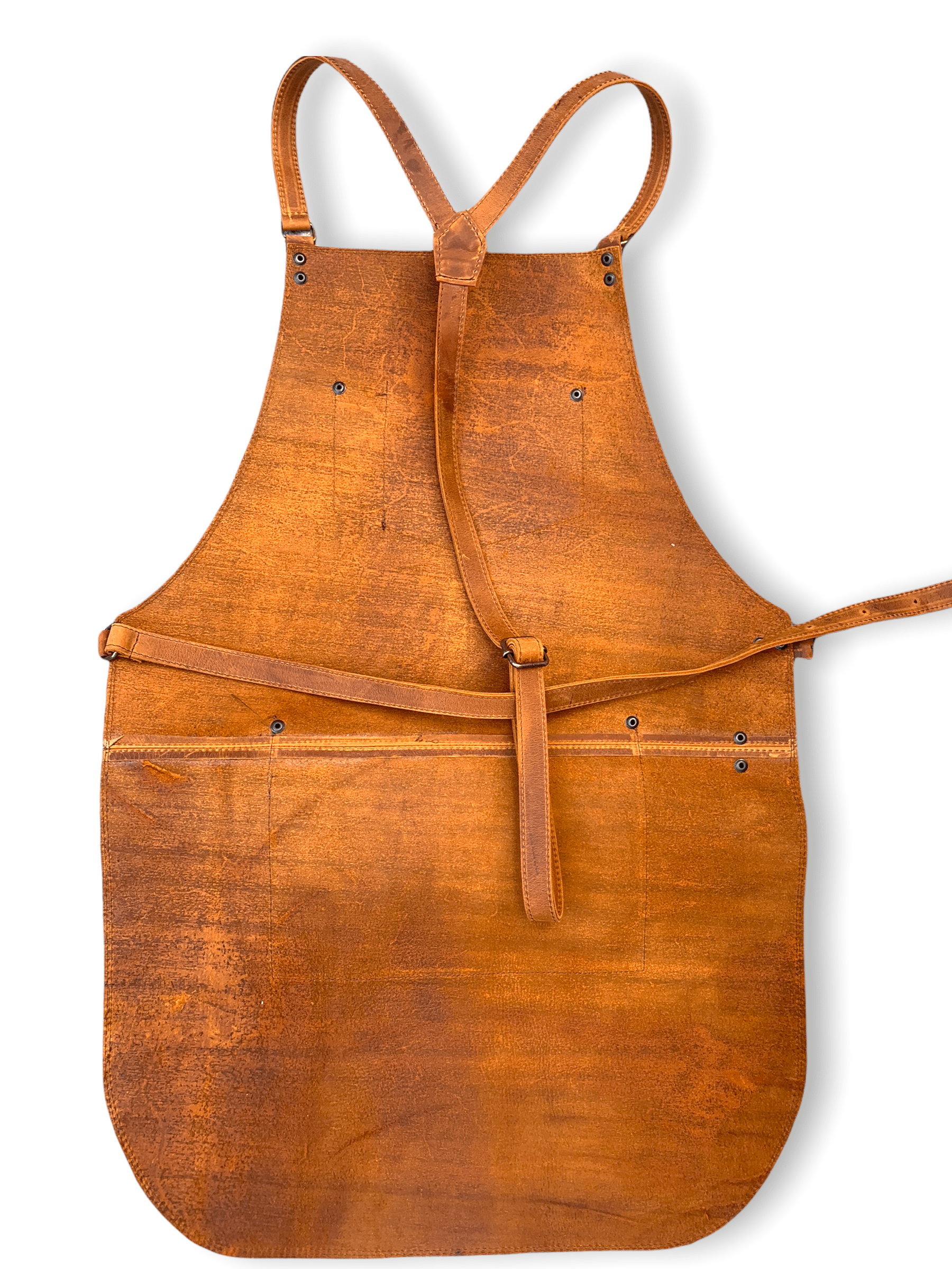 Mosvarti Mandil Piel 100% Genuina Mandil Parrillero Cuero Genuino (Crazy Naranja)