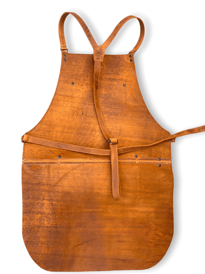 Mosvarti Mandil Piel 100% Genuina Mandil Parrillero Cuero Genuino (Crazy Naranja)