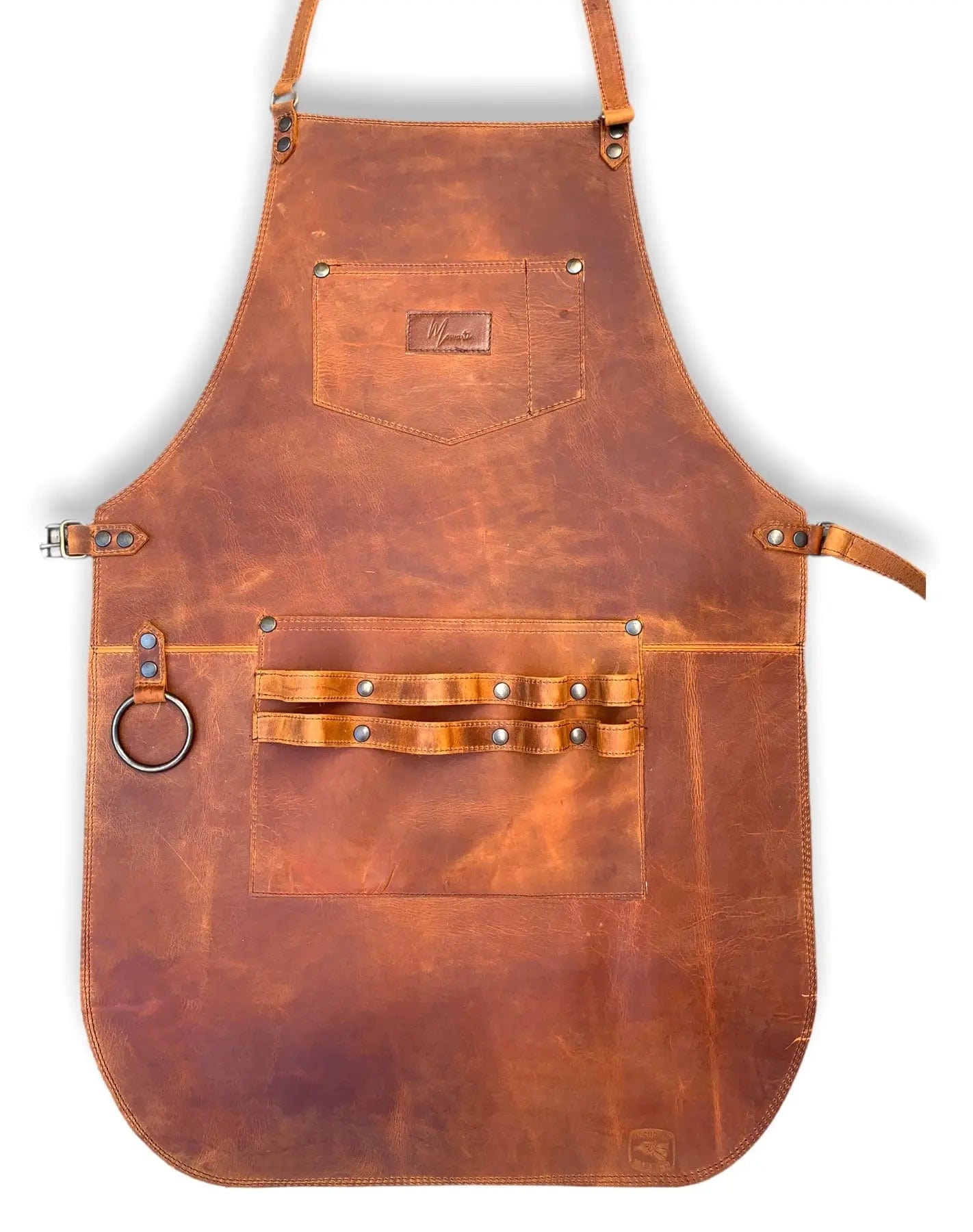 Mosvarti Mandil Piel 100% Genuina Mandil Parrillero Cuero Genuino (Crazy Naranja)