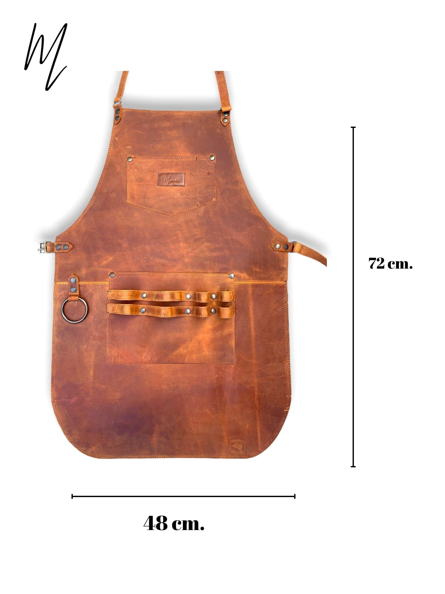 Mosvarti Mandil Piel 100% Genuina Mandil Parrillero Cuero Genuino (Crazy Naranja)