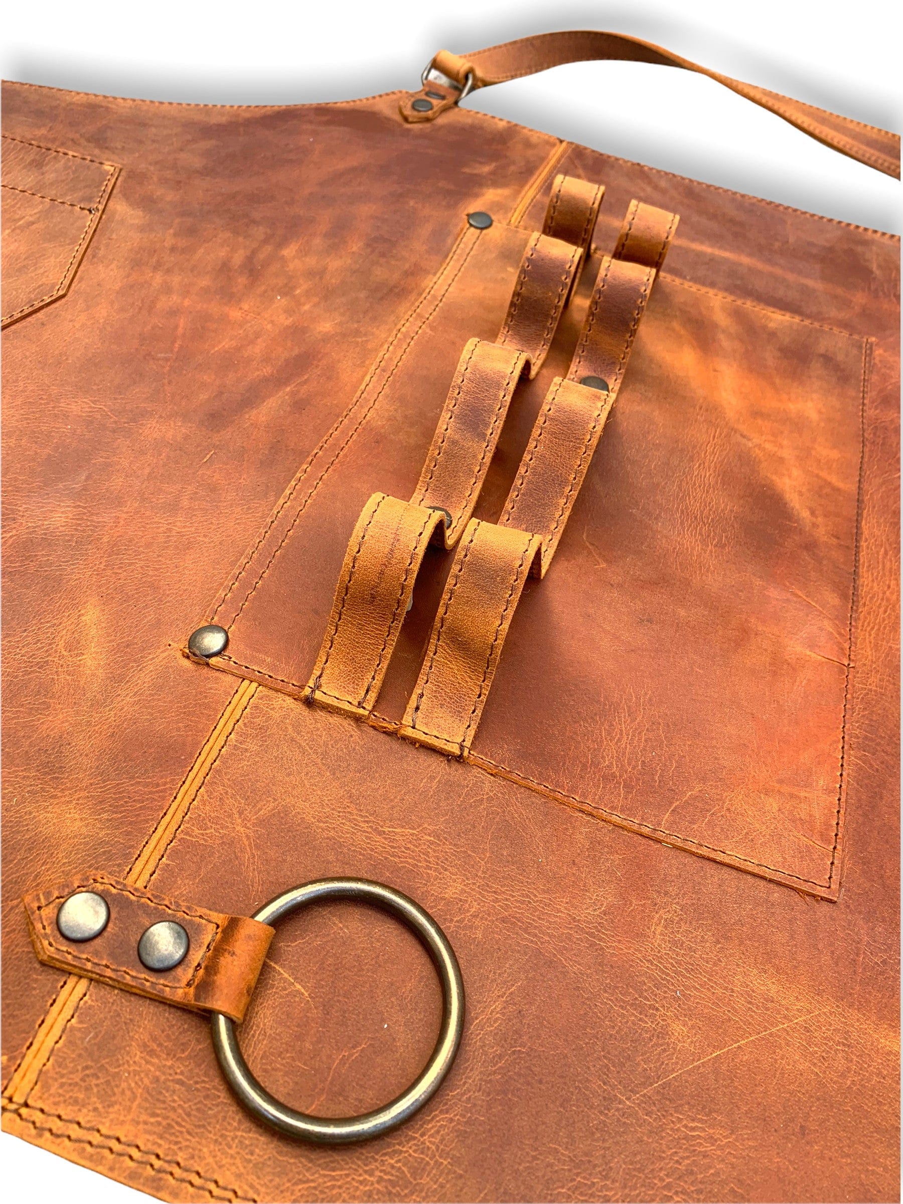 Mosvarti Mandil Piel 100% Genuina Mandil Parrillero Cuero Genuino (Crazy Naranja)