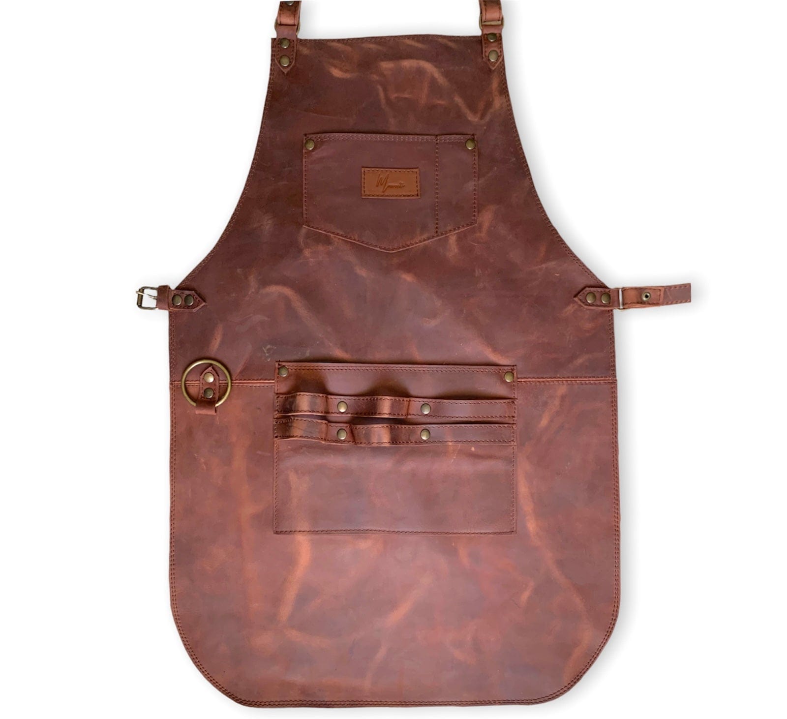 MOSVARTI Mandil Piel 100% Genuina Mandil Parrillero Cuero Genuino (Crazy Shedron)