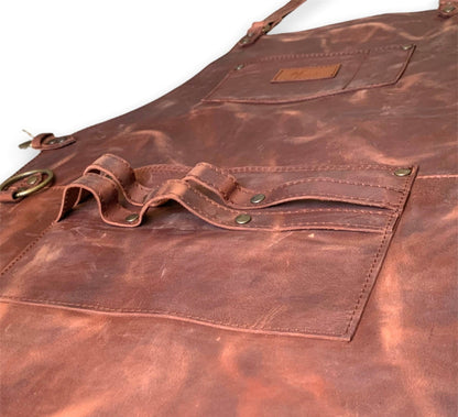 MOSVARTI Mandil Piel 100% Genuina Mandil Parrillero Cuero Genuino (Crazy Shedron)