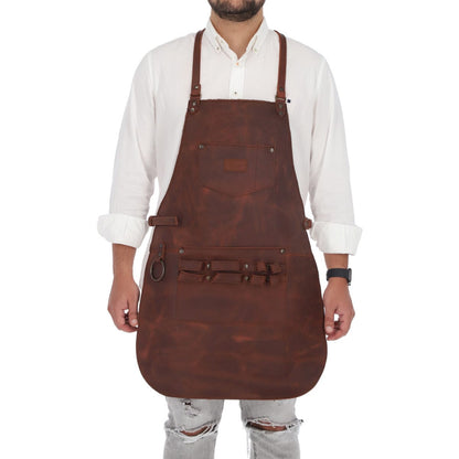 MOSVARTI Mandil Piel 100% Genuina Mandil Parrillero Cuero Genuino (Crazy Shedron)