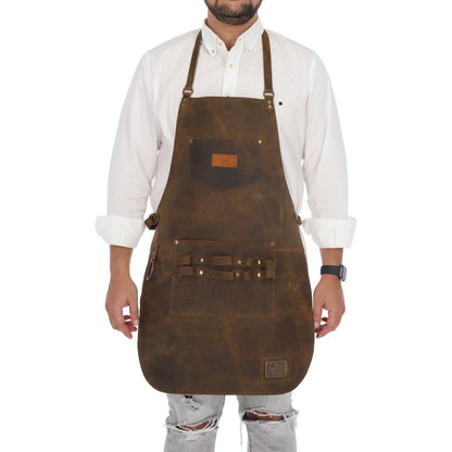 MOSVARTI Mandil Piel 100% Genuina Mandil Parrillero Cuero Genuino (Crazy tang)