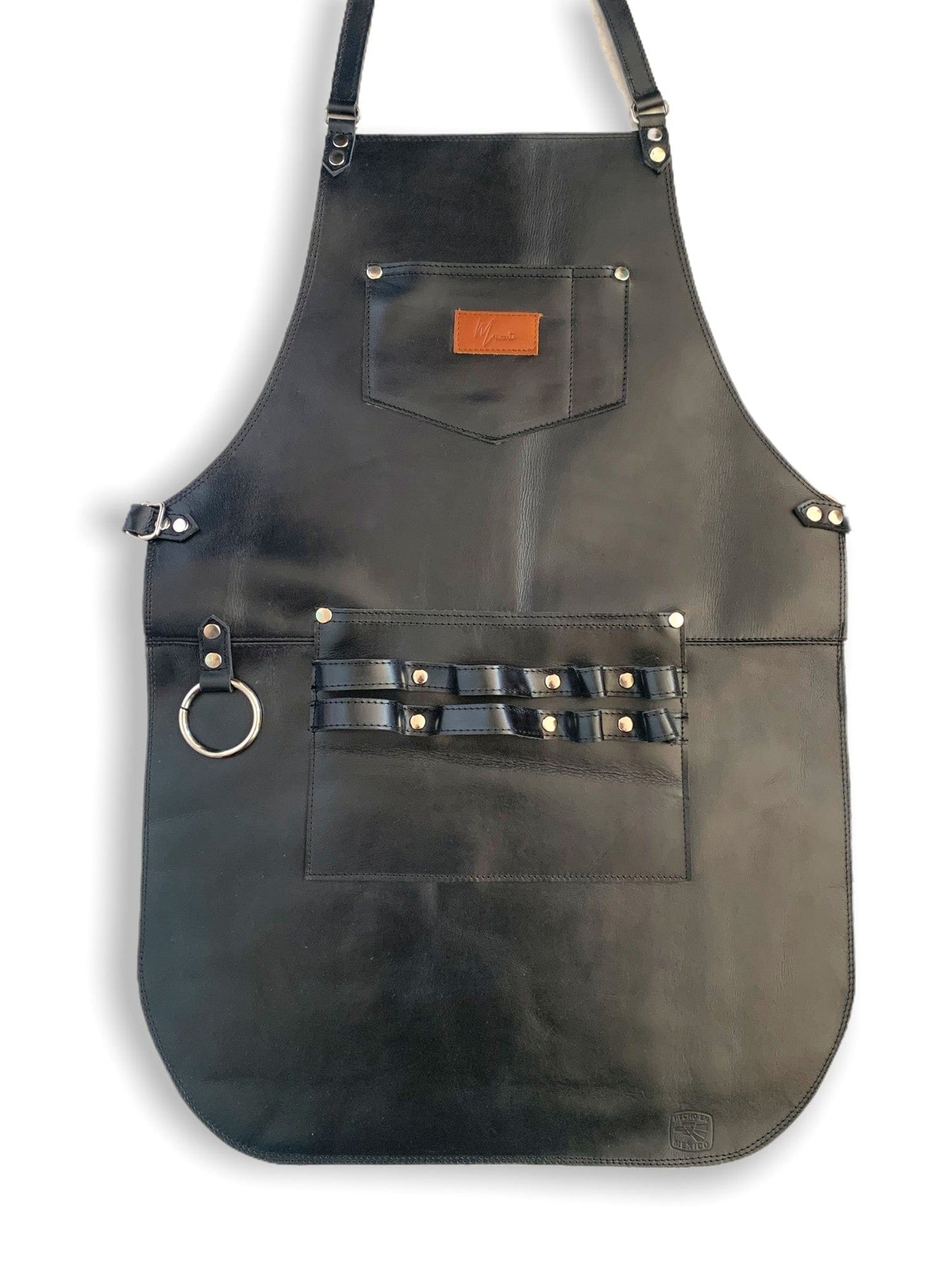 MOSVARTI Mandil Piel 100% Genuina Mandil Parrillero Cuero Genuino (NEGRO)