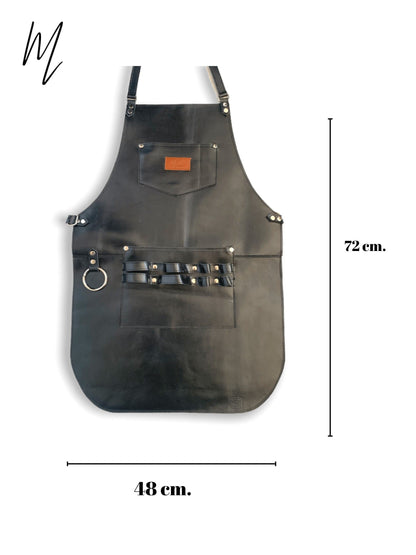 MOSVARTI Mandil Piel 100% Genuina Mandil Parrillero Cuero Genuino (NEGRO)