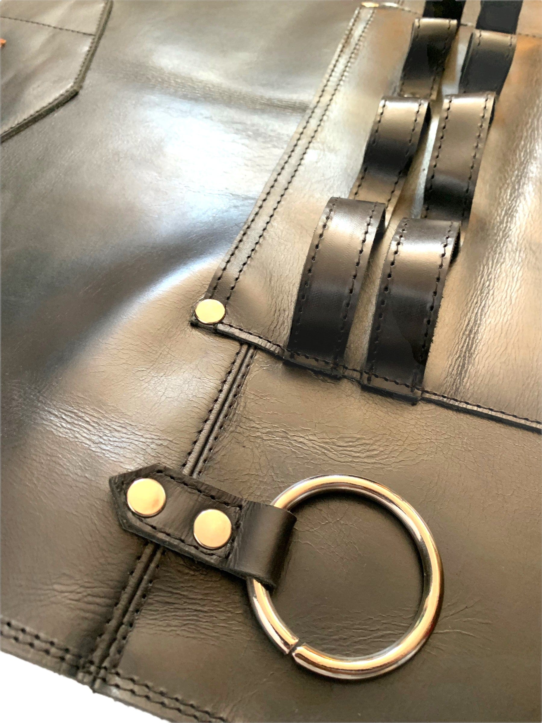 MOSVARTI Mandil Piel 100% Genuina Mandil Parrillero Cuero Genuino (NEGRO)