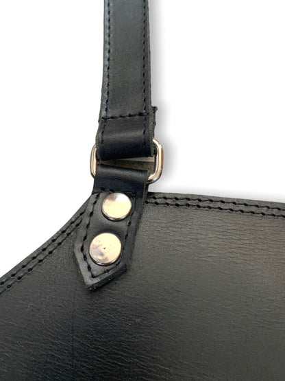 MOSVARTI Mandil Piel 100% Genuina Mandil Parrillero Cuero Genuino (NEGRO)