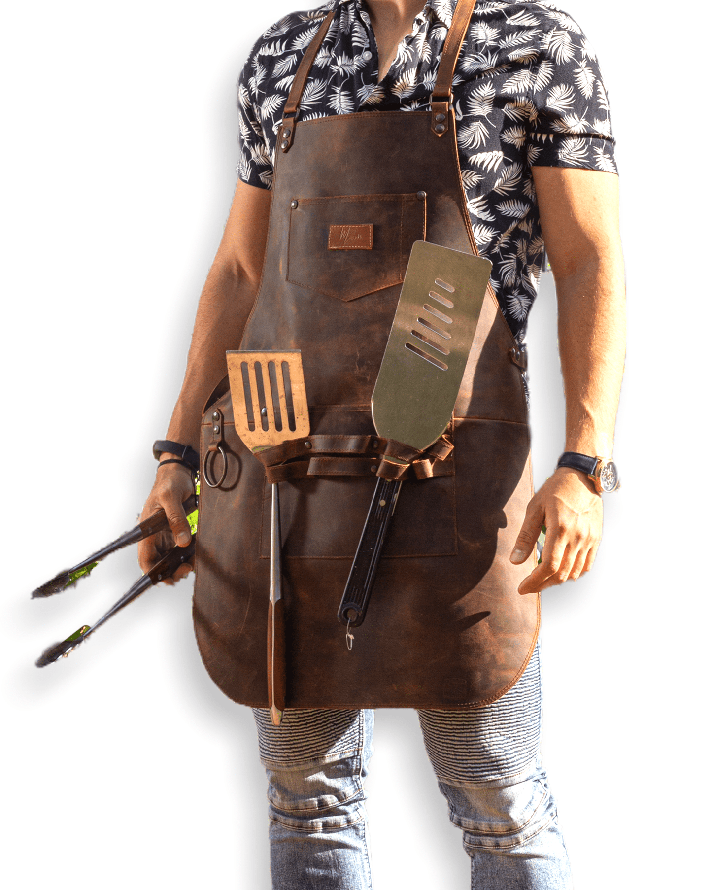 Mosvarti Mandil Piel 100% Genuina Mandil Parrillero Cuero Genuino (Pull up Miel)