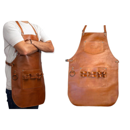 Mosvarti Mandil Piel 100% Genuina Mandil Parrillero Cuero Genuino (Pull up Miel)