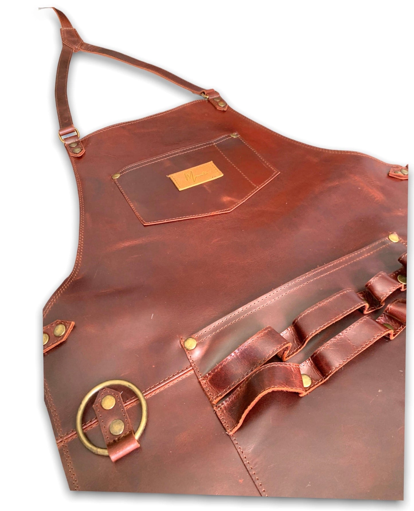 Mosvarti Mandil Piel 100% Genuina Mandil Parrillero Cuero Genuino (Shedron)