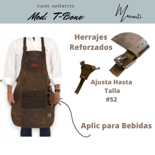 Mosvarti Mandil Piel 100% Genuina Mandil Parrillero Cuero Genuino (Shedron)