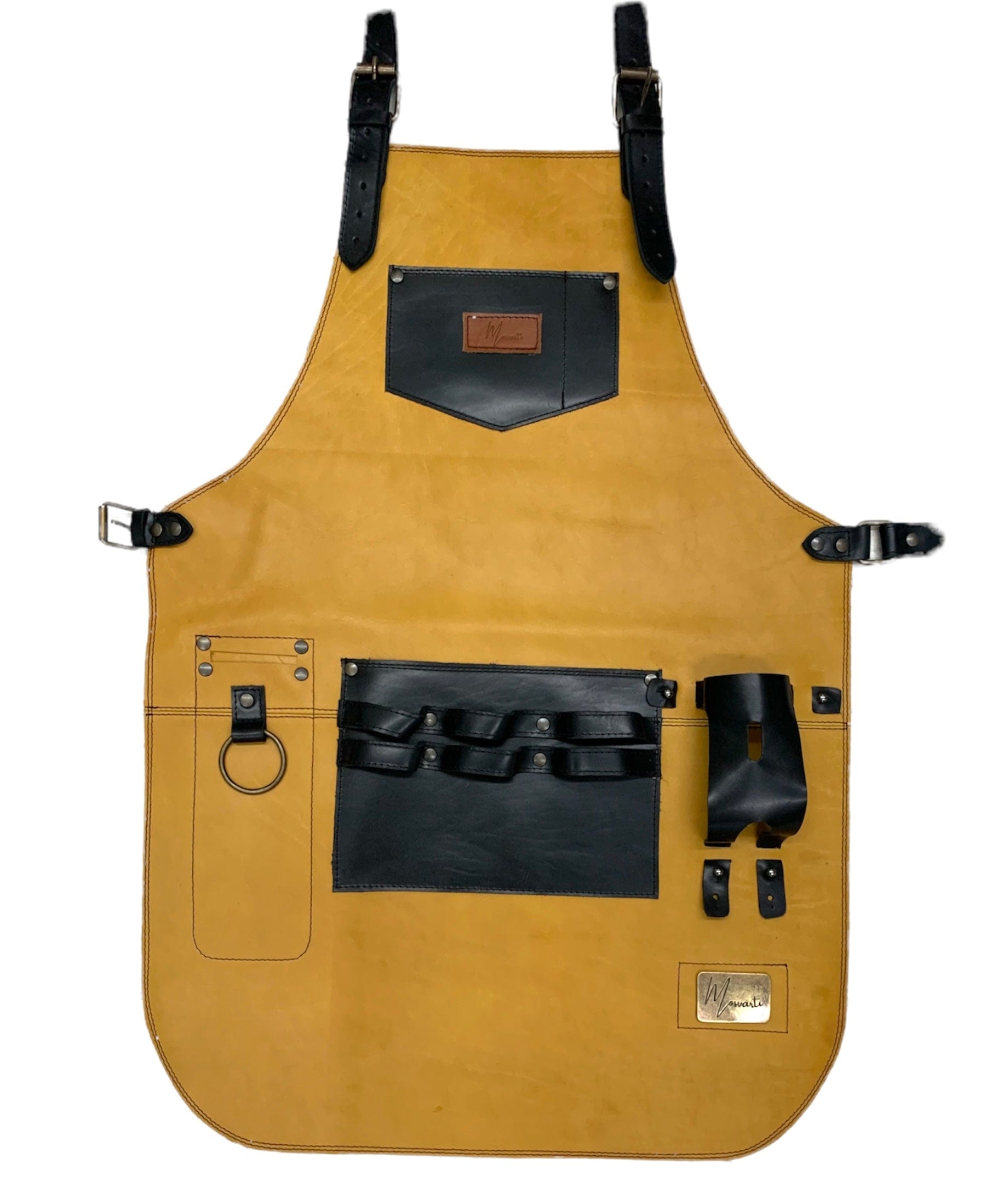 MOSVARTI Mandil Piel Genuina Mod. T-Bone 100% Mandil Parrillero Cuero Genuino  (Amarillo)