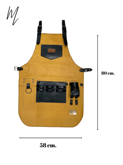 MOSVARTI Mandil Piel Genuina Mod. T-Bone 100% Mandil Parrillero Cuero Genuino  (Amarillo)