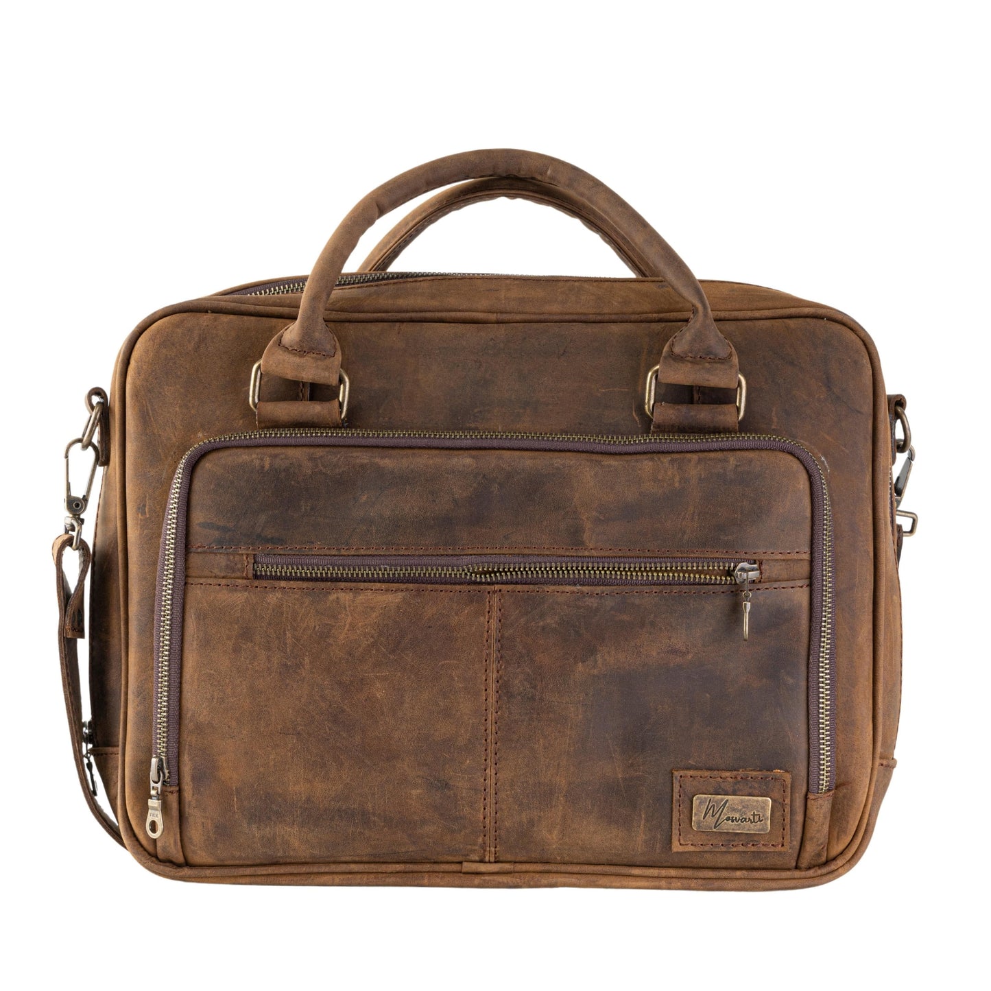 MOSVARTI Portafolio 100% Cuero Mod. Holmes ( Crazy Café)