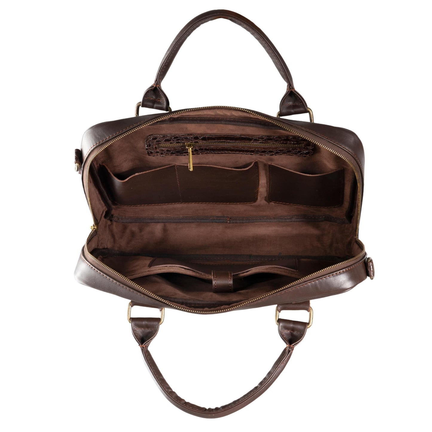 MOSVARTI Portafolio 100% Cuero Mod. Holmes ( Frente cocodrilo Genuino Roble )