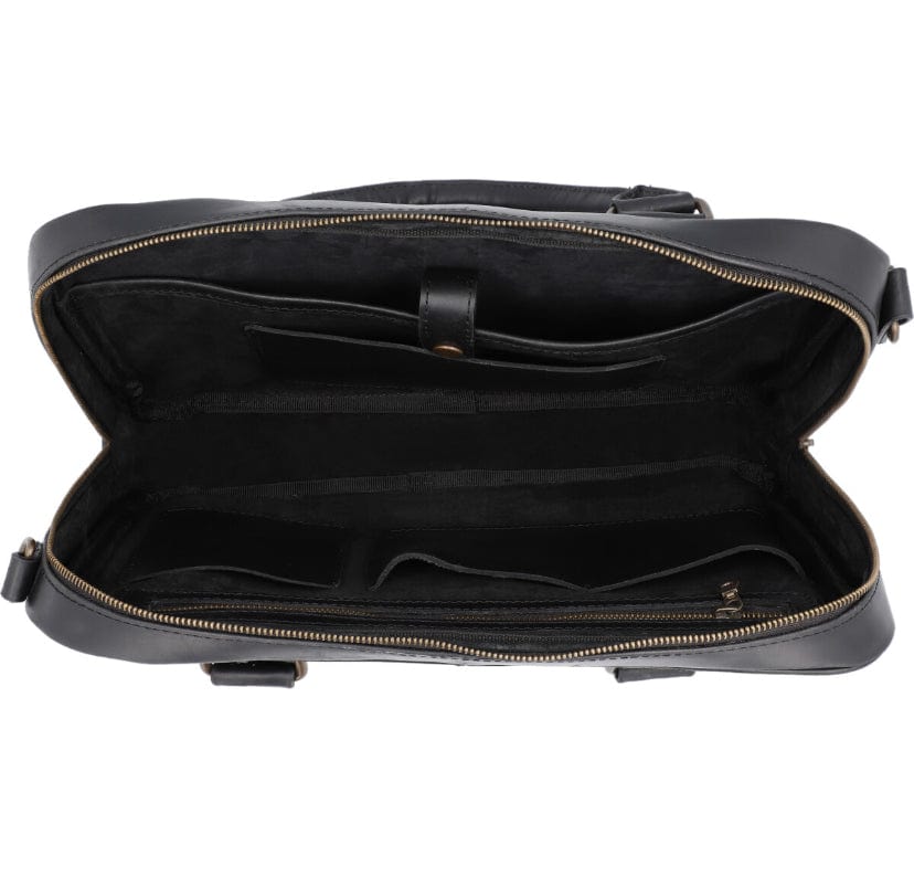 MOSVARTI Portafolio 100% Cuero Mod. Holmes ( Pull up Negro)