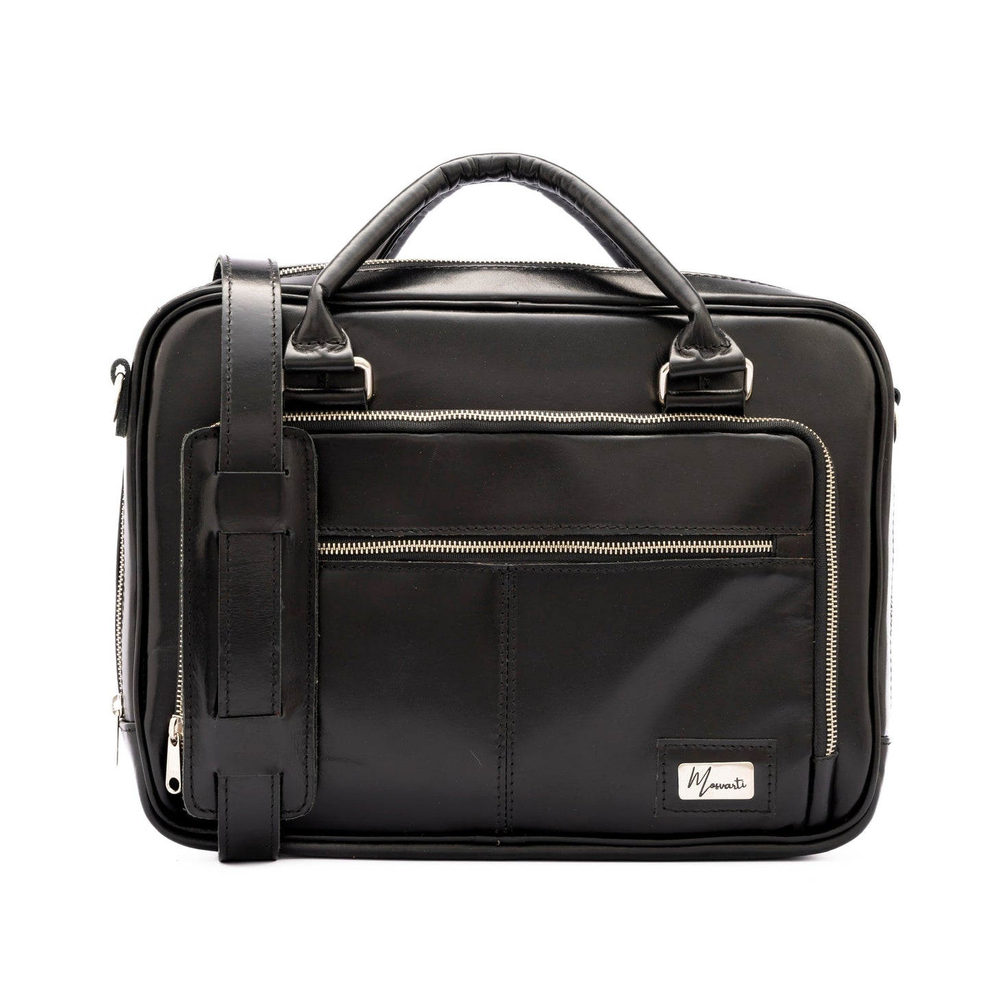 MOSVARTI Portafolio 100% Cuero Mod. Holmes ( Pull up Negro)