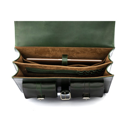 MOSVARTI Portafolio 100% CUERO Mod. Messenger ( Pull Verde)