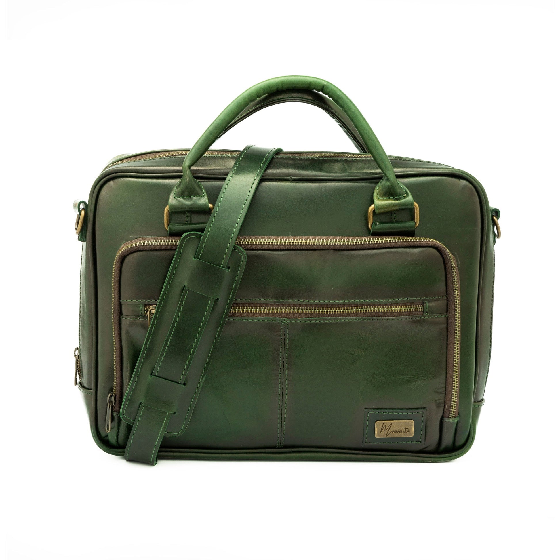 MOSVARTI Portafolios Portafolio 100% Cuero Mod. Holmes ( pull Verde)